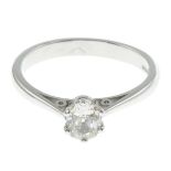 An 18ct gold old-cut diamond single-stone ring.Diamond weight 0.50ct,