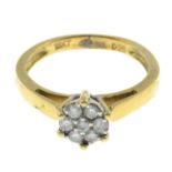 An 18ct gold brilliant-cut diamond cluster ring.Total diamond weight 0.25ct,