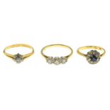 18ct gold diamond single-stone ring, hallmarks for 18ct gold, ring size M1/2, 2.3gms.