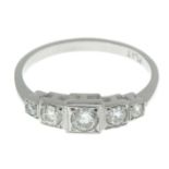 A brilliant-cut diamond five-stone ring.Estimated total diamond weight 0.50ct,