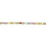 A 9ct gold gem-set bracelet, with cross spacers.