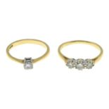 18ct gold diamond single-stone ring,