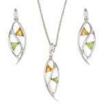 A set of 9ct gold peridot and citrine jewellery,