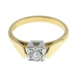 A brilliant-cut diamond single-stone ring.Diamond weight 0.25ct,