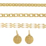 9ct gold gate-link bracelet,