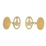 A pair of 9ct gold Masonic cufflinks.Hallmarks for Birmingham.Length of cufflink face 2cms.