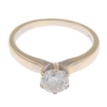 An 18ct gold brilliant-cut diamond single-stone ring.Diamond weight 0.82ct,