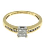 An 18ct gold square-shape diamond cluster ring,