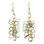 A pair of aquamarine cluster drop earrings.