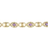 A 9ct gold amethyst bracelet.Hallmarks for 9ct gold.