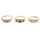 Early 20th century 18ct gold sapphire and single-cut diamond ring,