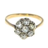 An early 20th century old-cut diamond cluster ring.