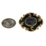Late 19th century split pearl and seed pearl memorial brooch,