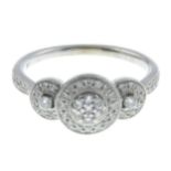 A 9ct gold diamond dress ring.Estimated total diamond weight 0.30ct.