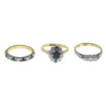Brilliant-cut diamond three-stone ring,