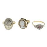 9ct gold diamond dress ring,