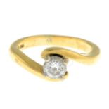 An 18ct gold diamond single-stone ring.Diamond weight 0.12ct, stamped to band.