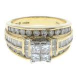 A 9ct gold vari-cut diamond dress ring.Estimated total diamond weight 1.65cts,