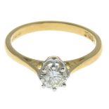 An 18ct gold brilliant-cut diamond single-stone ring.Diamond weight 0.50ct,