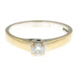 An 18ct gold diamond single-stone ring.Diamond weight 0.25ct,