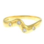 An 18ct gold brilliant-cut diamond undulating band ring.Estimated total diamond weight