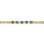 A sapphire and single-cut diamond bracelet.Stamped 750.