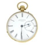 A gentleman's mid Victorian 18ct gold pocket watch.