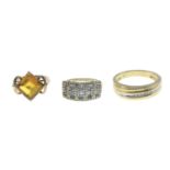 9ct gold citrine single-stone ring, import marks for Birmingham, ring size H, 4,1gms.