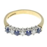 9ct gold sapphire and diamond seven-stone ring,