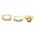 18ct gold emerald and diamond seven-stone ring,