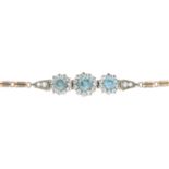 A blue zircon and colourless gem bracelet.Length 17.5cms.