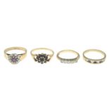 9ct gold sapphire and cubic zirconia half eternity ring,