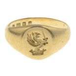An early 20th century 18ct gold signet ring.Hallmarks for London, 1924.