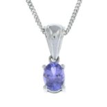 A 9ct gold tanzanite pendant,