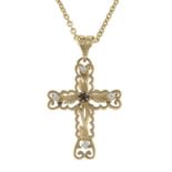 A 9ct gold cubic zirconia cross pendant,