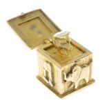 A 9ct gold Jack-in-the-box charm.Hallmarks for 9ct gold.