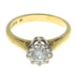 An 18ct gold brilliant-cut diamond single-stone ring.Estimated diamond weight 0.35ct,