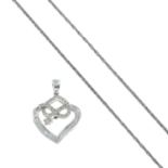 An 18ct gold diamond openwork heart pendant,