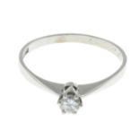 An 18ct gold brilliant-cut diamond single-stone ring.Diamond weight 0.20ct,