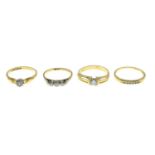 18ct gold diamond single-stone ring, hallmarks for 18ct gold, ring size N, 2.6gms.