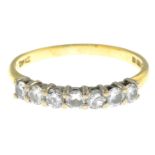 An 18ct gold brilliant-cut diamond half eternity ring.Estimated total diamond weight 0.50ct,