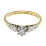 A brilliant-cut diamond single-stone ring.Total diamond weight 0.15ct,