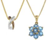 Blue topaz floral pendant,