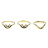 18ct gold diamond trefoil ring,