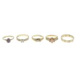 9ct gold diamond three-stone ring,