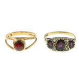 Garnet three-stone ring,