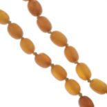 A copal single-strand necklace.Copal beads measuring 16.4 to 11.5mms.