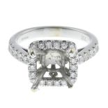 An 18ct gold diamond cluster ring mount.