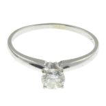 A brilliant-cut diamond single-stone ring.Diamond weight 0.35ct,