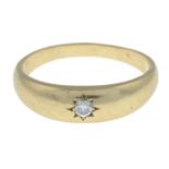 A 9ct gold brilliant-cut diamond single-stone ring.Estimated total diamond weight 0.15ct,